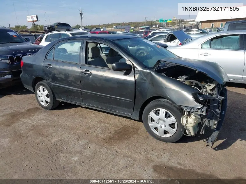 2003 Toyota Corolla Le VIN: 1NXBR32E73Z171605 Lot: 40712561