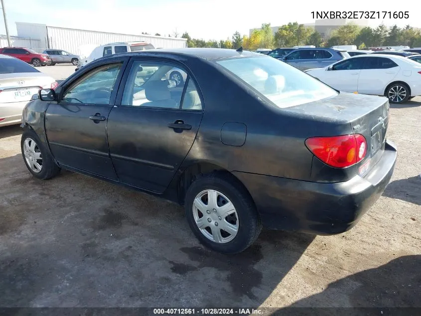 2003 Toyota Corolla Le VIN: 1NXBR32E73Z171605 Lot: 40712561