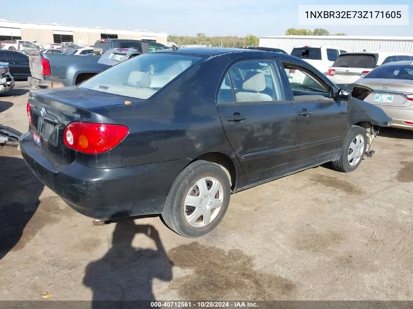 2003 Toyota Corolla Le VIN: 1NXBR32E73Z171605 Lot: 40712561