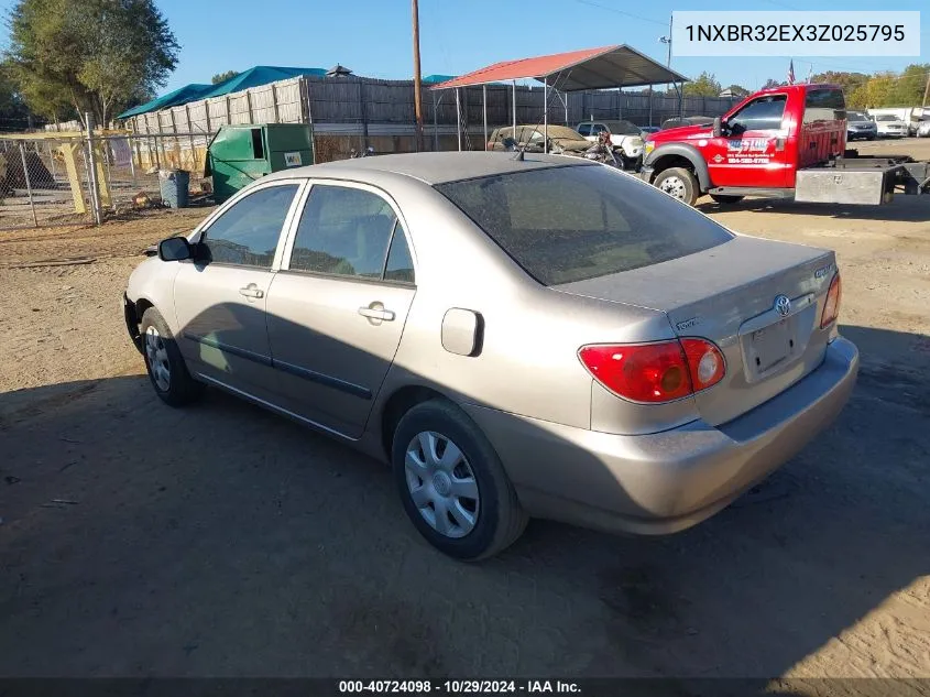 2003 Toyota Corolla Ce VIN: 1NXBR32EX3Z025795 Lot: 40724098