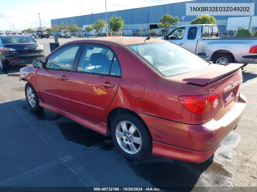 2003 Toyota Corolla S VIN: 1NXBR32E03Z049202 Lot: 40732166