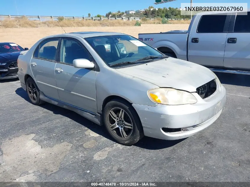 2003 Toyota Corolla S VIN: 1NXBR32E03Z067960 Lot: 40748478