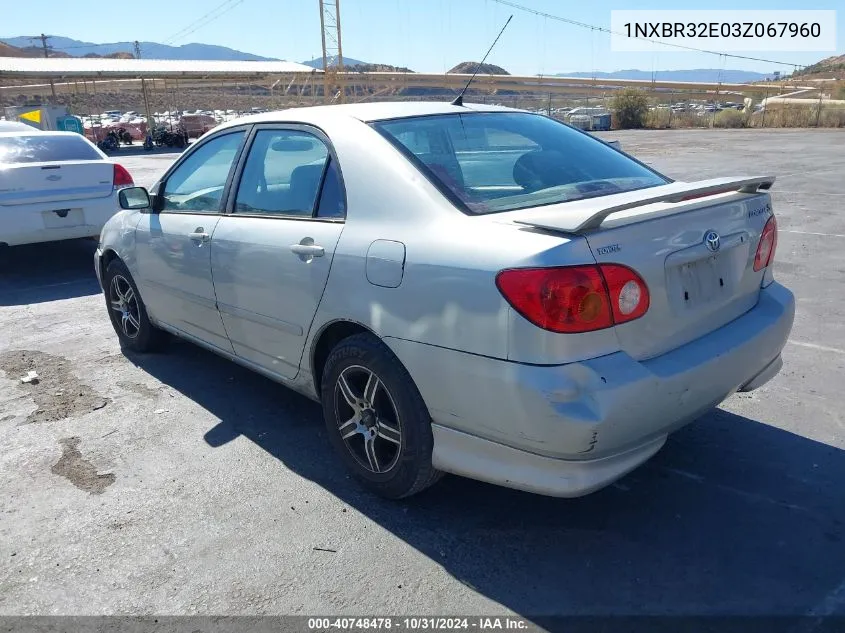 2003 Toyota Corolla S VIN: 1NXBR32E03Z067960 Lot: 40748478