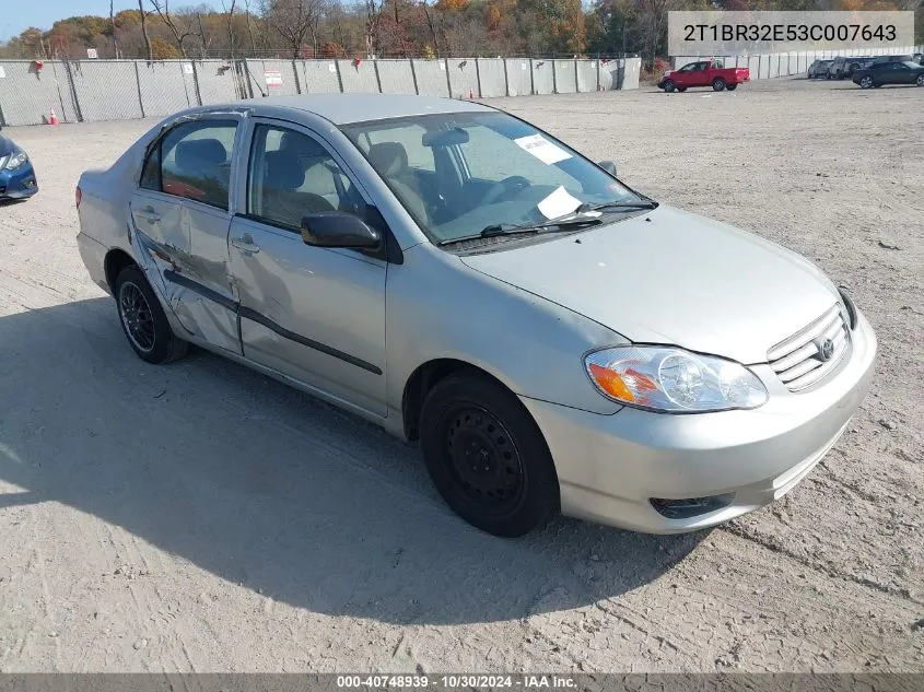 2003 Toyota Corolla Ce VIN: 2T1BR32E53C007643 Lot: 40748939