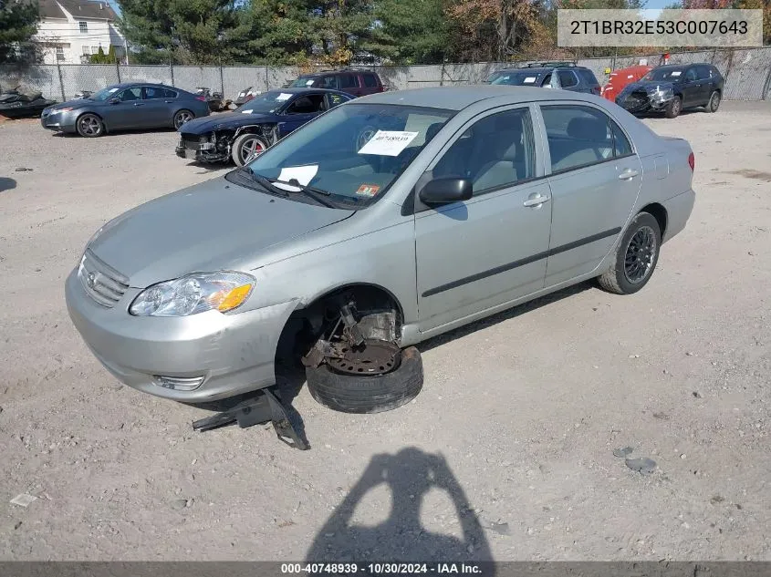 2003 Toyota Corolla Ce VIN: 2T1BR32E53C007643 Lot: 40748939