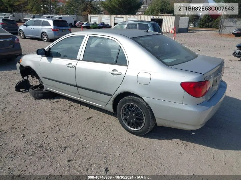 2003 Toyota Corolla Ce VIN: 2T1BR32E53C007643 Lot: 40748939