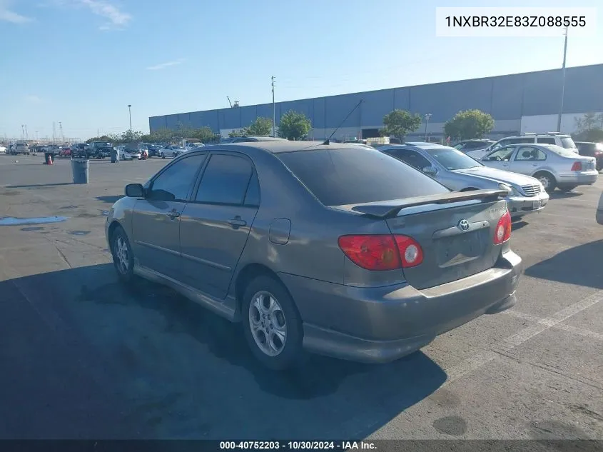 2003 Toyota Corolla S VIN: 1NXBR32E83Z088555 Lot: 40752203