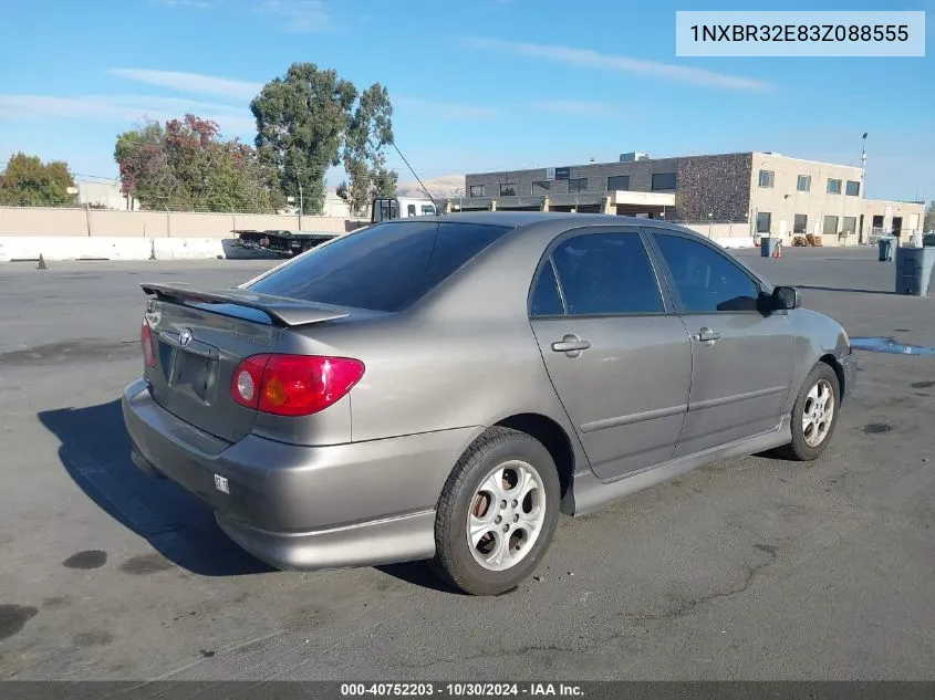 2003 Toyota Corolla S VIN: 1NXBR32E83Z088555 Lot: 40752203