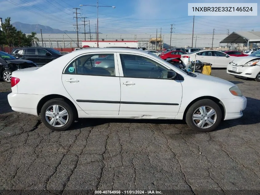 2003 Toyota Corolla Ce VIN: 1NXBR32E33Z146524 Lot: 40764956