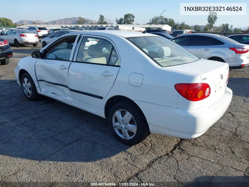 2003 Toyota Corolla Ce VIN: 1NXBR32E33Z146524 Lot: 40764956