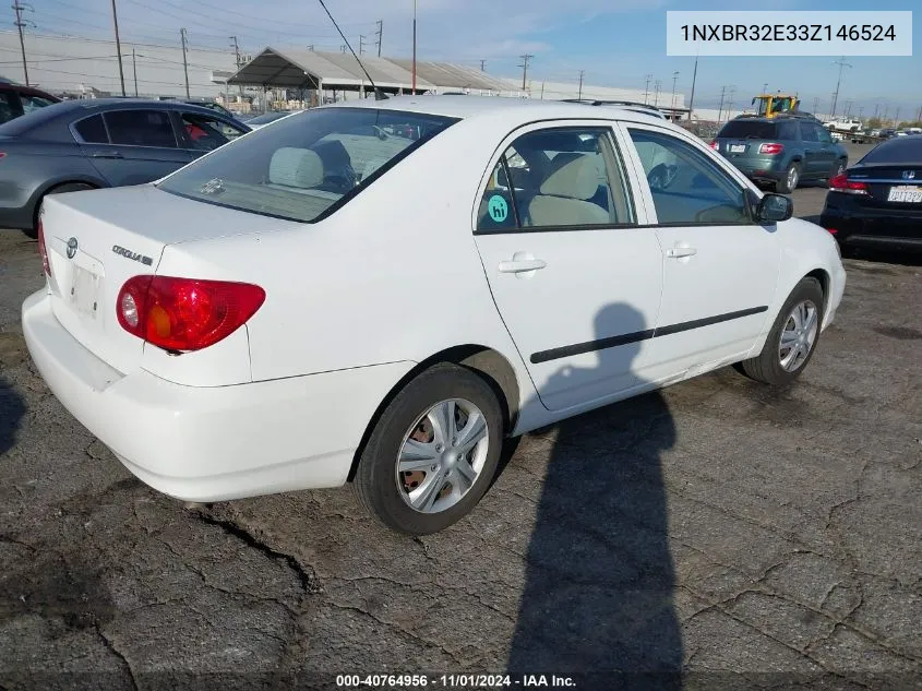 2003 Toyota Corolla Ce VIN: 1NXBR32E33Z146524 Lot: 40764956