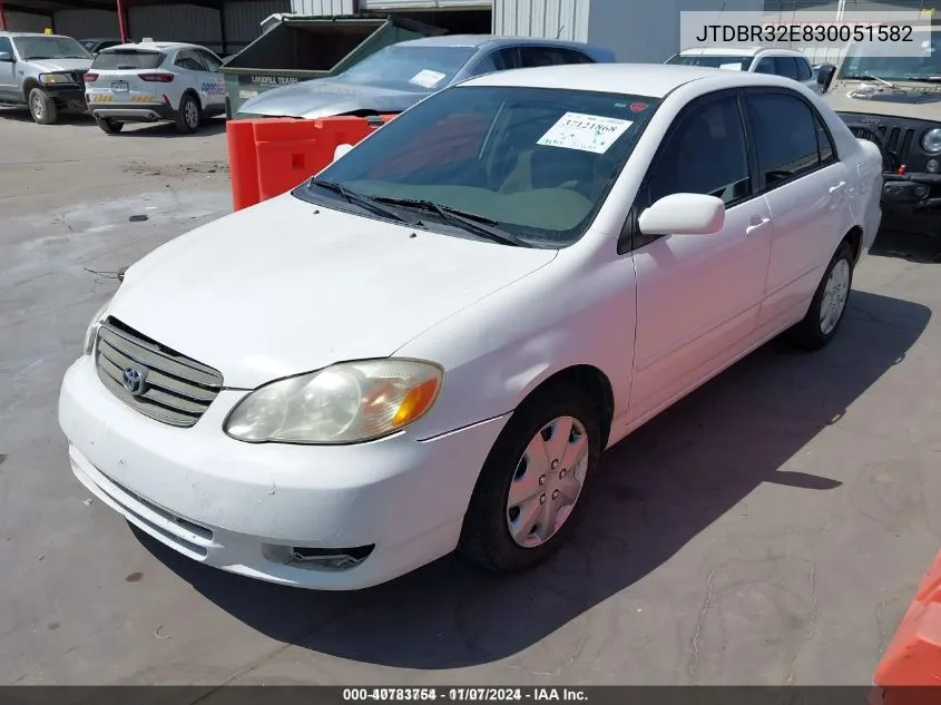 2003 Toyota Corolla Le VIN: JTDBR32E830051582 Lot: 40783754