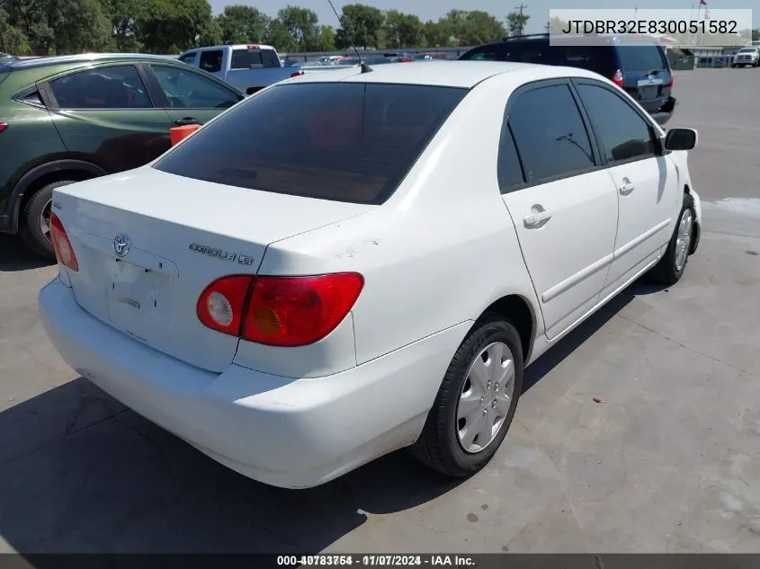 2003 Toyota Corolla Le VIN: JTDBR32E830051582 Lot: 40783754