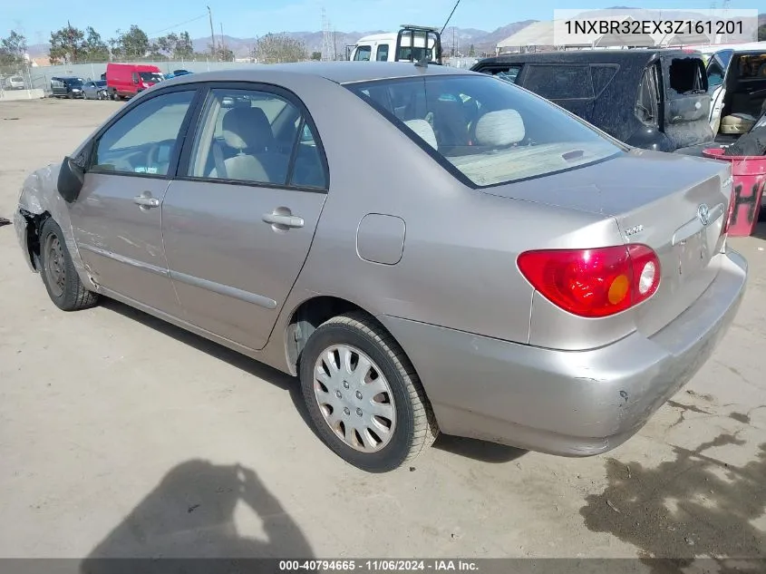 2003 Toyota Corolla Le VIN: 1NXBR32EX3Z161201 Lot: 40794665