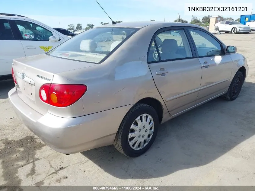 2003 Toyota Corolla Le VIN: 1NXBR32EX3Z161201 Lot: 40794665