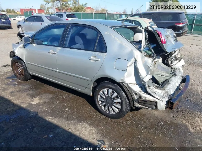 2003 Toyota Corolla Le VIN: 2T1BR32E63C013239 Lot: 40807141