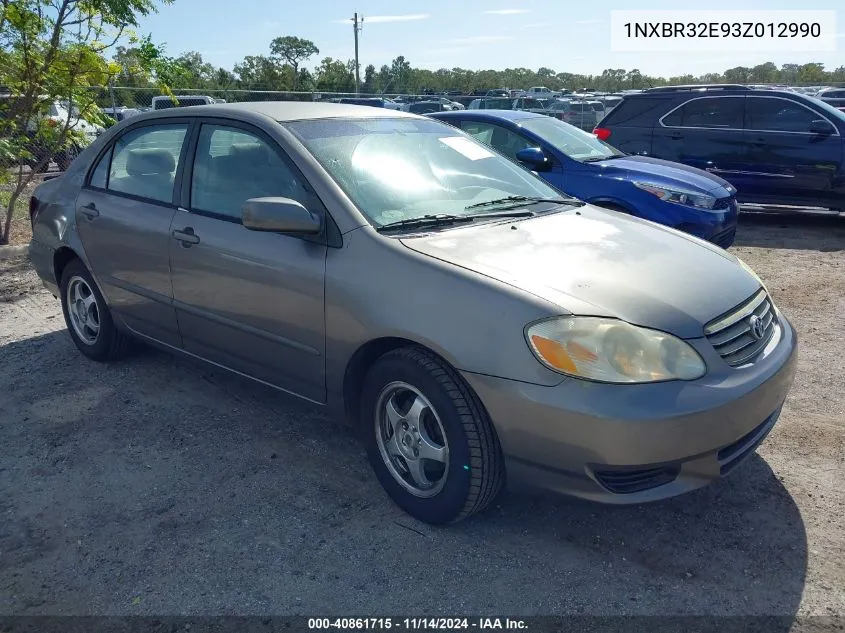 2003 Toyota Corolla Le VIN: 1NXBR32E93Z012990 Lot: 40861715