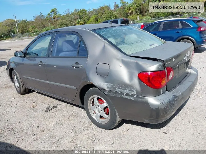 2003 Toyota Corolla Le VIN: 1NXBR32E93Z012990 Lot: 40861715