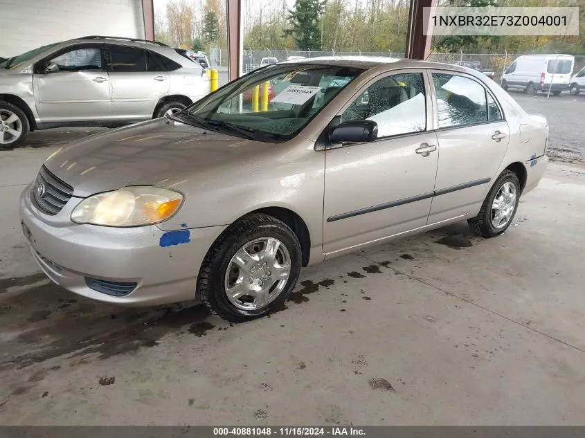 2003 Toyota Corolla Ce VIN: 1NXBR32E73Z004001 Lot: 40881048