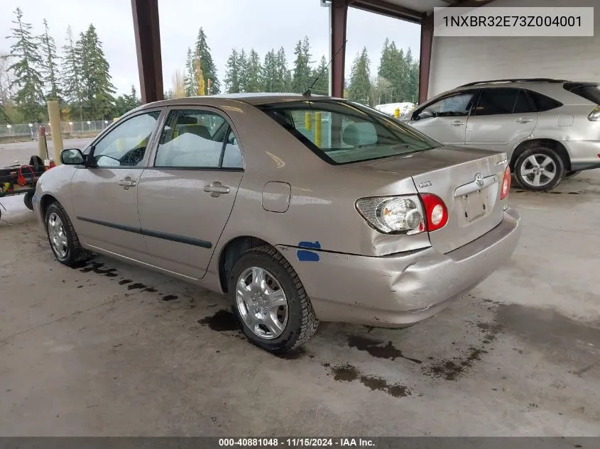 2003 Toyota Corolla Ce VIN: 1NXBR32E73Z004001 Lot: 40881048