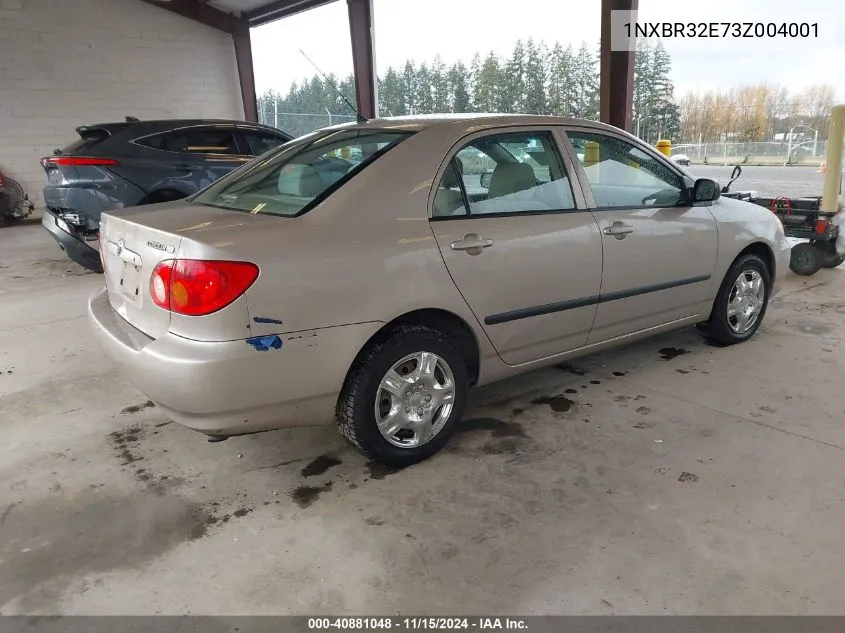 2003 Toyota Corolla Ce VIN: 1NXBR32E73Z004001 Lot: 40881048