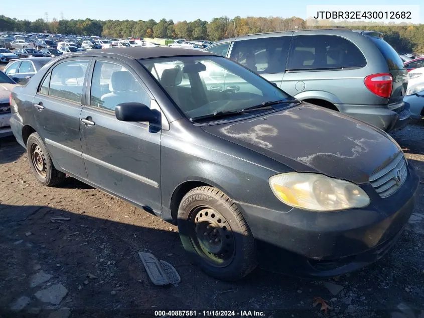 2003 Toyota Corolla Ce VIN: JTDBR32E430012682 Lot: 40887581