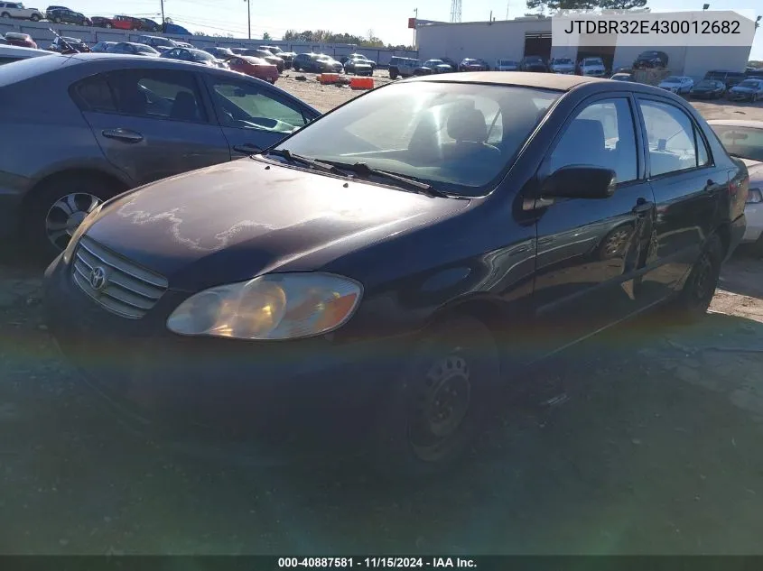 2003 Toyota Corolla Ce VIN: JTDBR32E430012682 Lot: 40887581