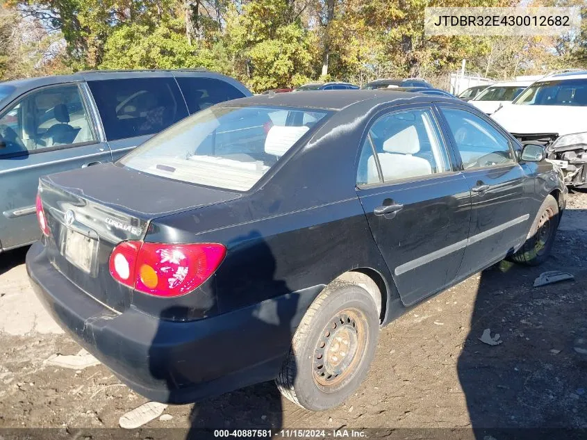 2003 Toyota Corolla Ce VIN: JTDBR32E430012682 Lot: 40887581