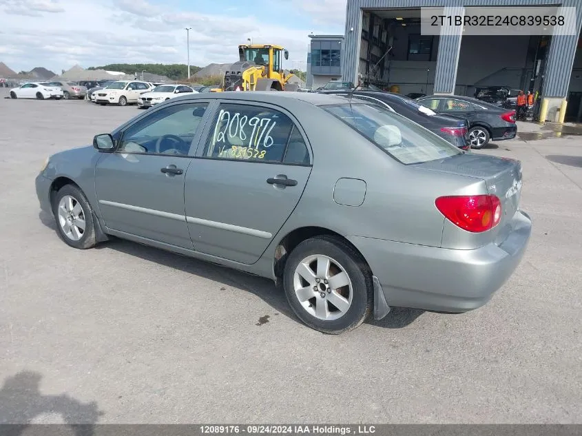 2004 Toyota Corolla VIN: 2T1BR32E24C839538 Lot: 12089176