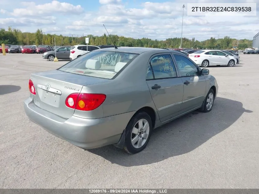 2004 Toyota Corolla VIN: 2T1BR32E24C839538 Lot: 12089176