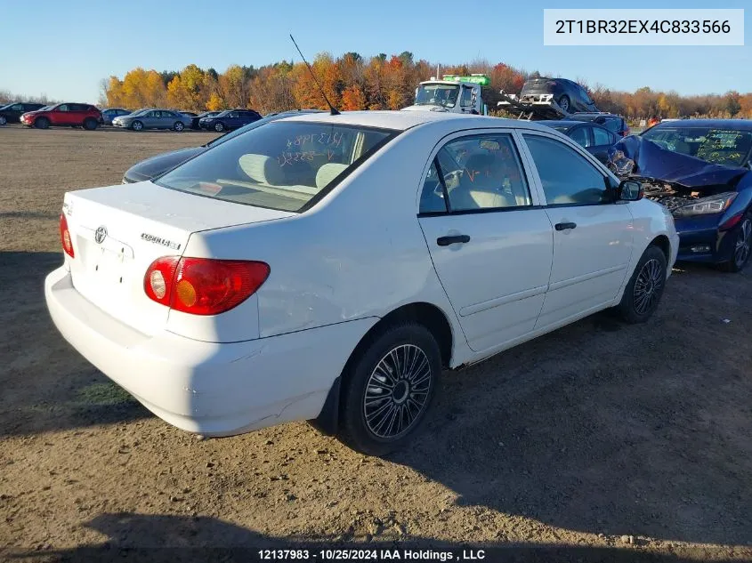 2004 Toyota Corolla Ce/Le/Sport VIN: 2T1BR32EX4C833566 Lot: 12137983