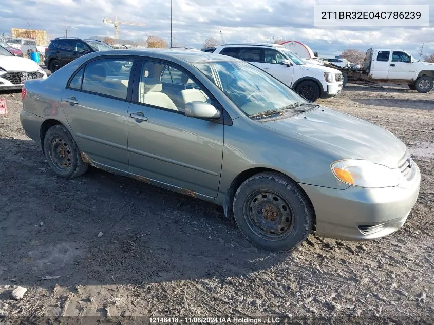 2004 Toyota Corolla VIN: 2T1BR32E04C786239 Lot: 12148418