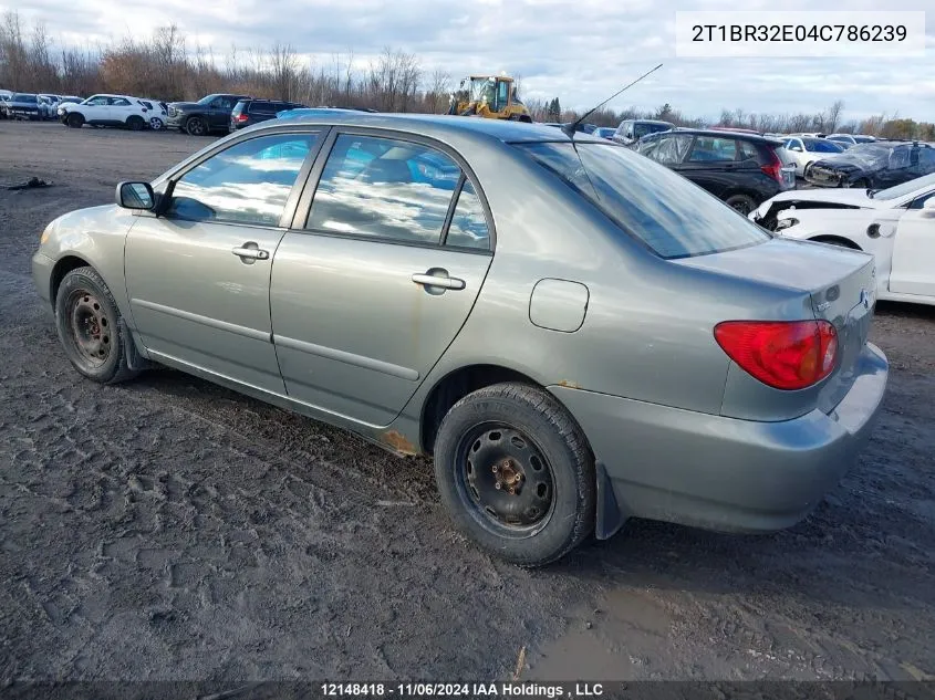 2004 Toyota Corolla VIN: 2T1BR32E04C786239 Lot: 12148418