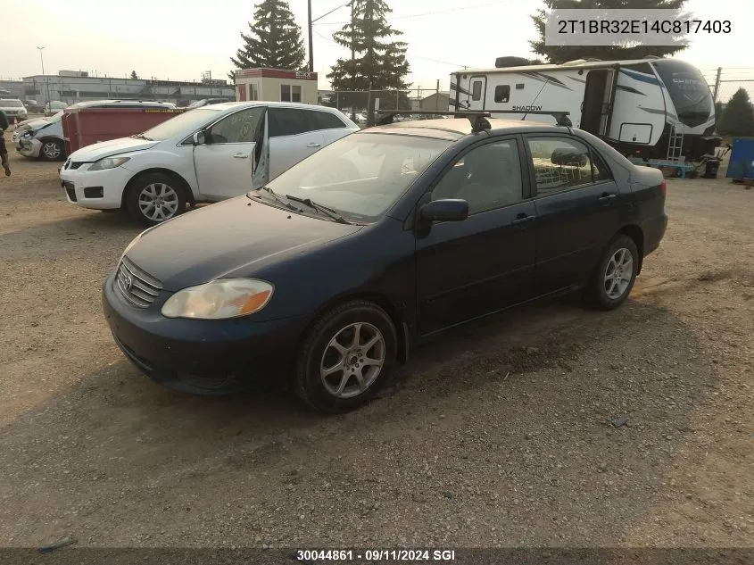 2004 Toyota Corolla Ce/Le/S VIN: 2T1BR32E14C817403 Lot: 30044861