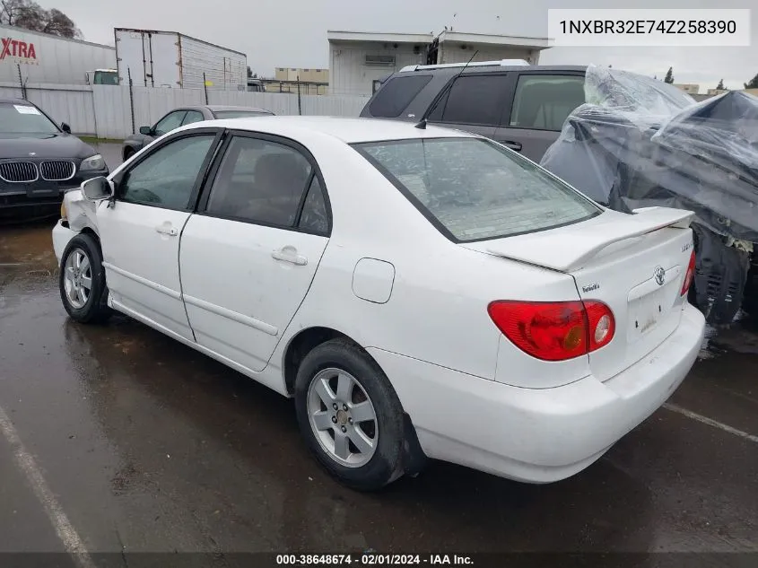 2004 Toyota Corolla Le VIN: 1NXBR32E74Z258390 Lot: 38648674