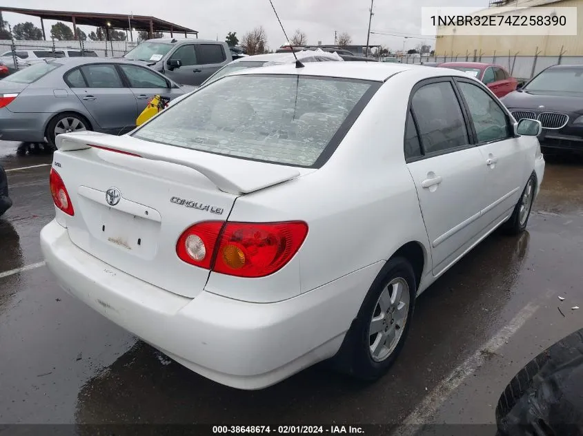 2004 Toyota Corolla Le VIN: 1NXBR32E74Z258390 Lot: 38648674