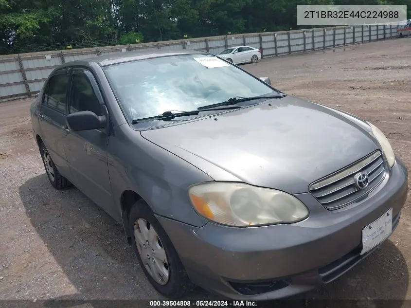 2004 Toyota Corolla Le VIN: 2T1BR32E44C224988 Lot: 39504808