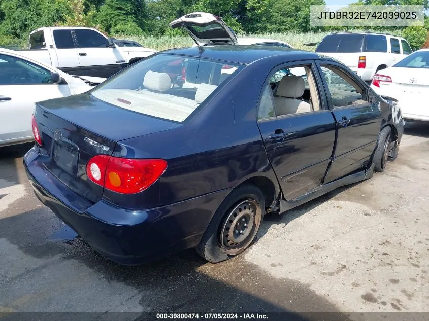 2004 Toyota Corolla Le VIN: JTDBR32E742039025 Lot: 39800474