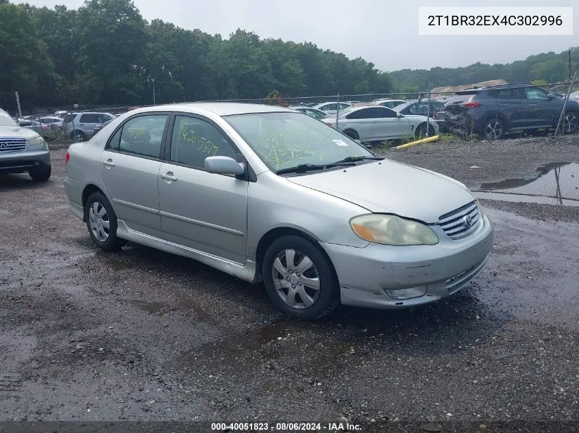 2004 Toyota Corolla S VIN: 2T1BR32EX4C302996 Lot: 40051823