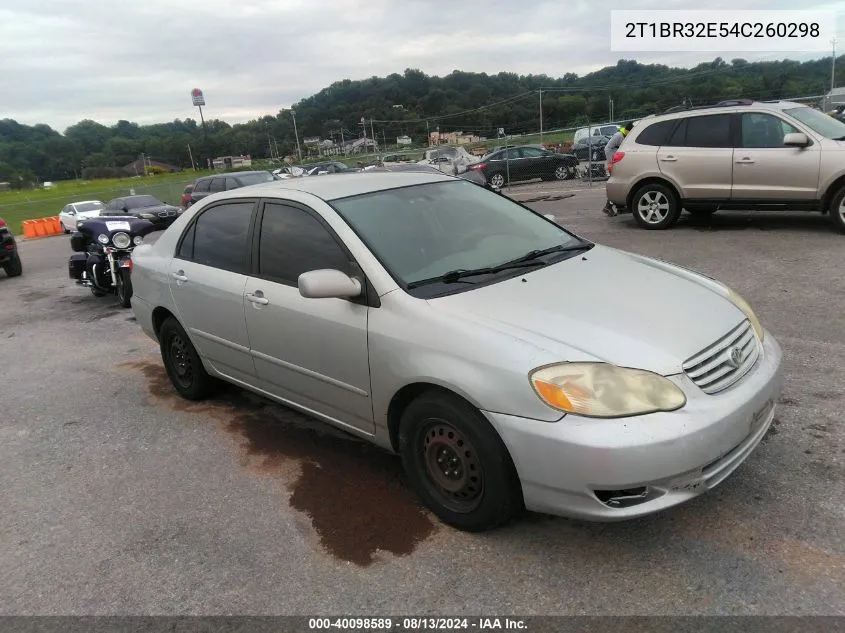 2004 Toyota Corolla Le VIN: 2T1BR32E54C260298 Lot: 40098589