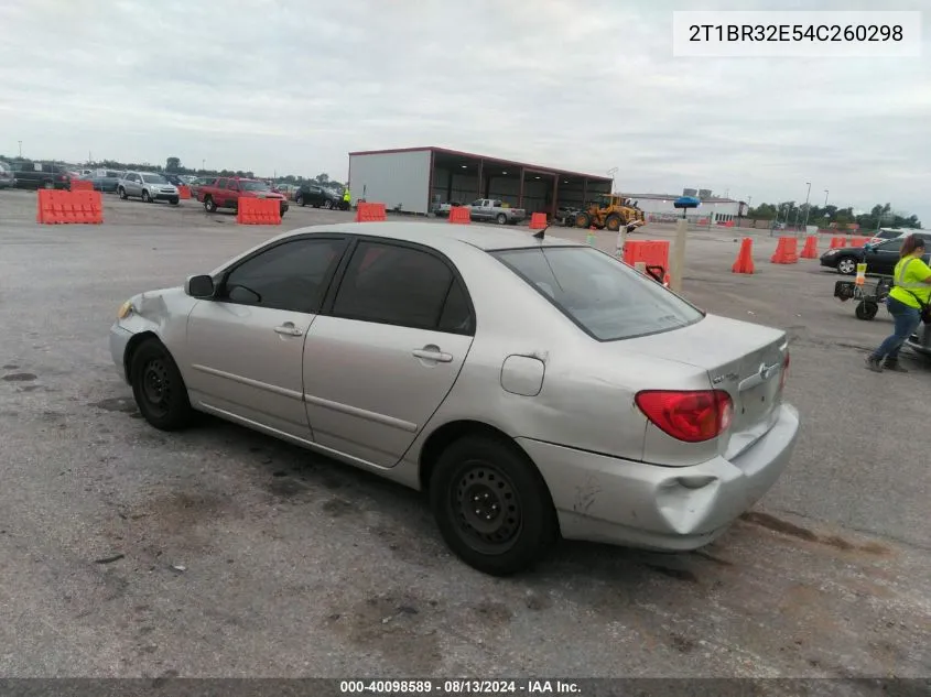 2004 Toyota Corolla Le VIN: 2T1BR32E54C260298 Lot: 40098589