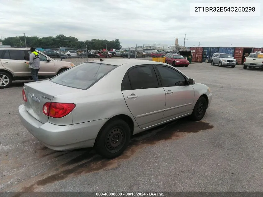 2004 Toyota Corolla Le VIN: 2T1BR32E54C260298 Lot: 40098589