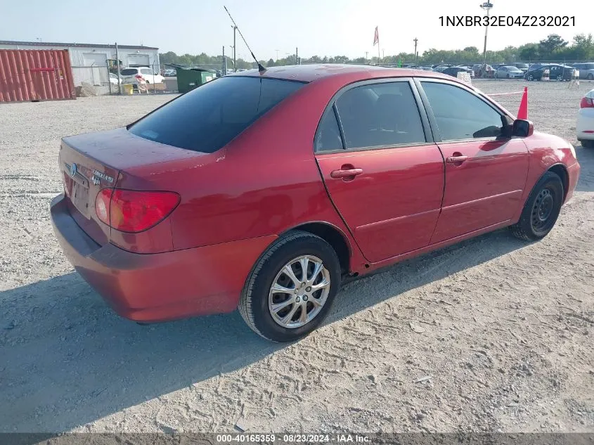 2004 Toyota Corolla Le VIN: 1NXBR32E04Z232021 Lot: 40165359