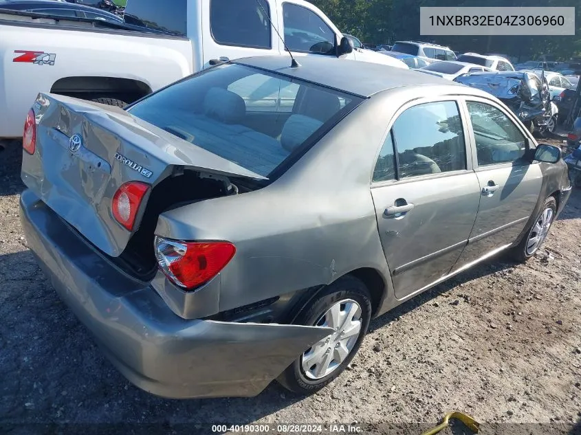 2004 Toyota Corolla Ce VIN: 1NXBR32E04Z306960 Lot: 40190300