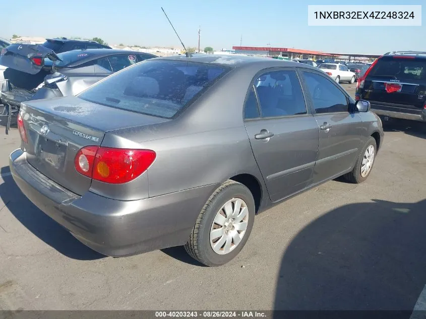 2004 Toyota Corolla Le VIN: 1NXBR32EX4Z248324 Lot: 40203243