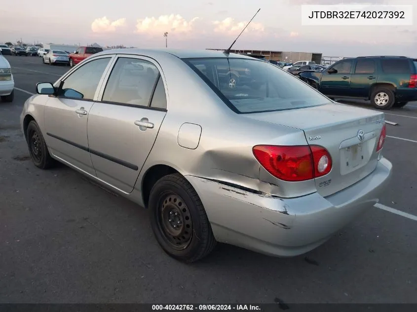 2004 Toyota Corolla Ce VIN: JTDBR32E742027392 Lot: 40242762