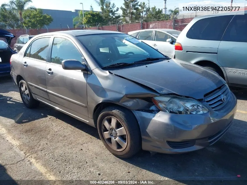 2004 Toyota Corolla Le VIN: 1NXBR38E94Z205777 Lot: 40246208