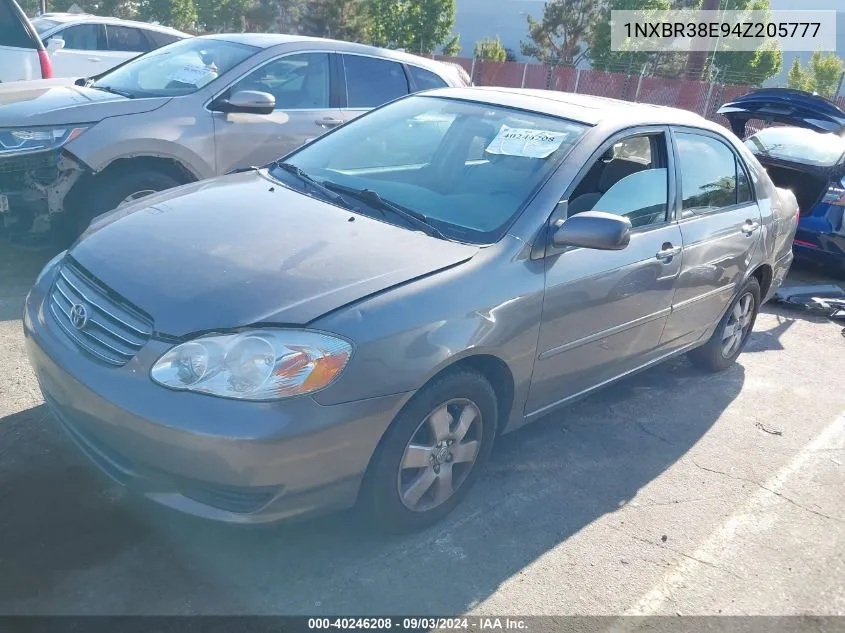 2004 Toyota Corolla Le VIN: 1NXBR38E94Z205777 Lot: 40246208