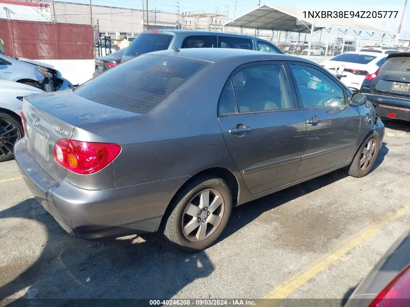 2004 Toyota Corolla Le VIN: 1NXBR38E94Z205777 Lot: 40246208