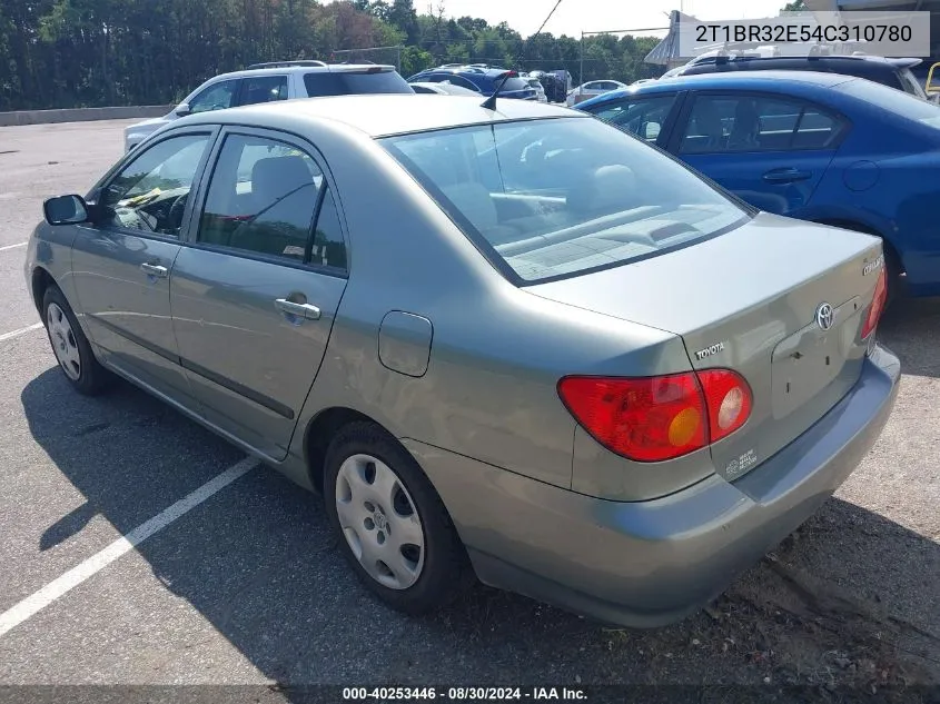 2004 Toyota Corolla Ce VIN: 2T1BR32E54C310780 Lot: 40253446